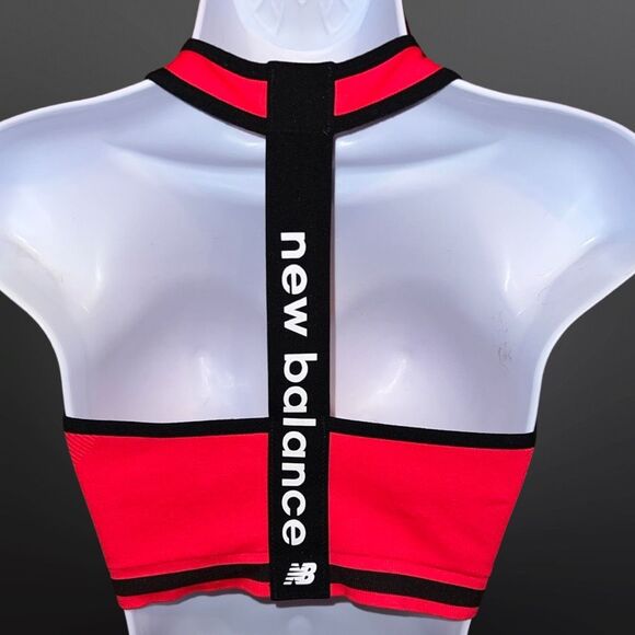 New Balance Logo Racerback Sports Bra Red Black Size XL - Picture 5 of 5